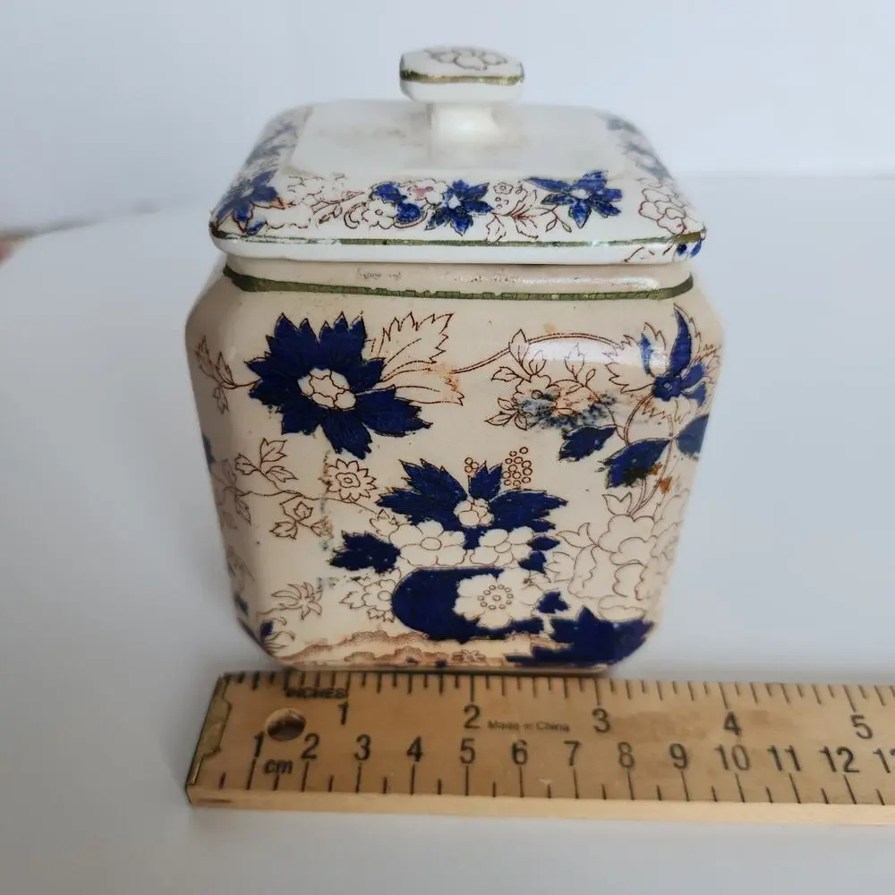 Ca. 1910 Antique Hand Painted Japanese Royal Crown Tea Caddy